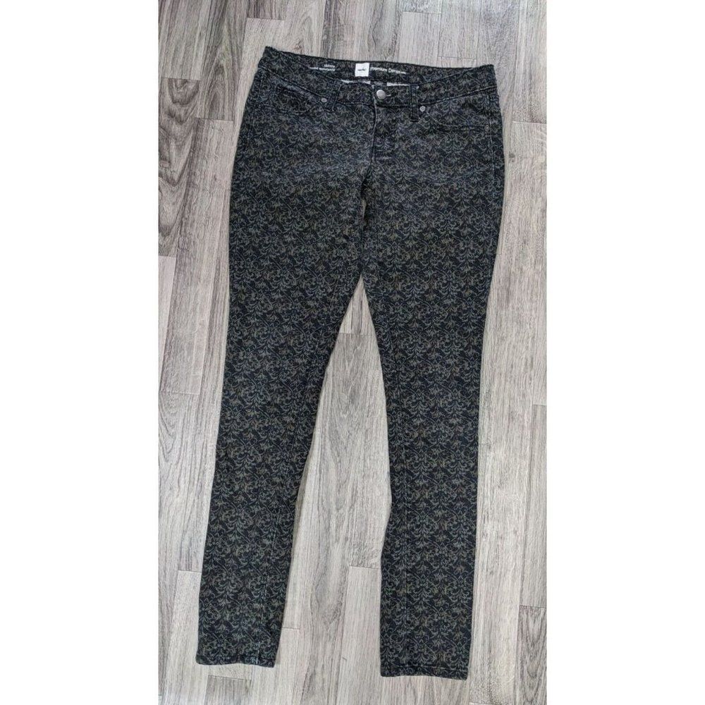 Mossimo Womens Size 4 Paisley Grey Black Skinny Premium Denim Jeans